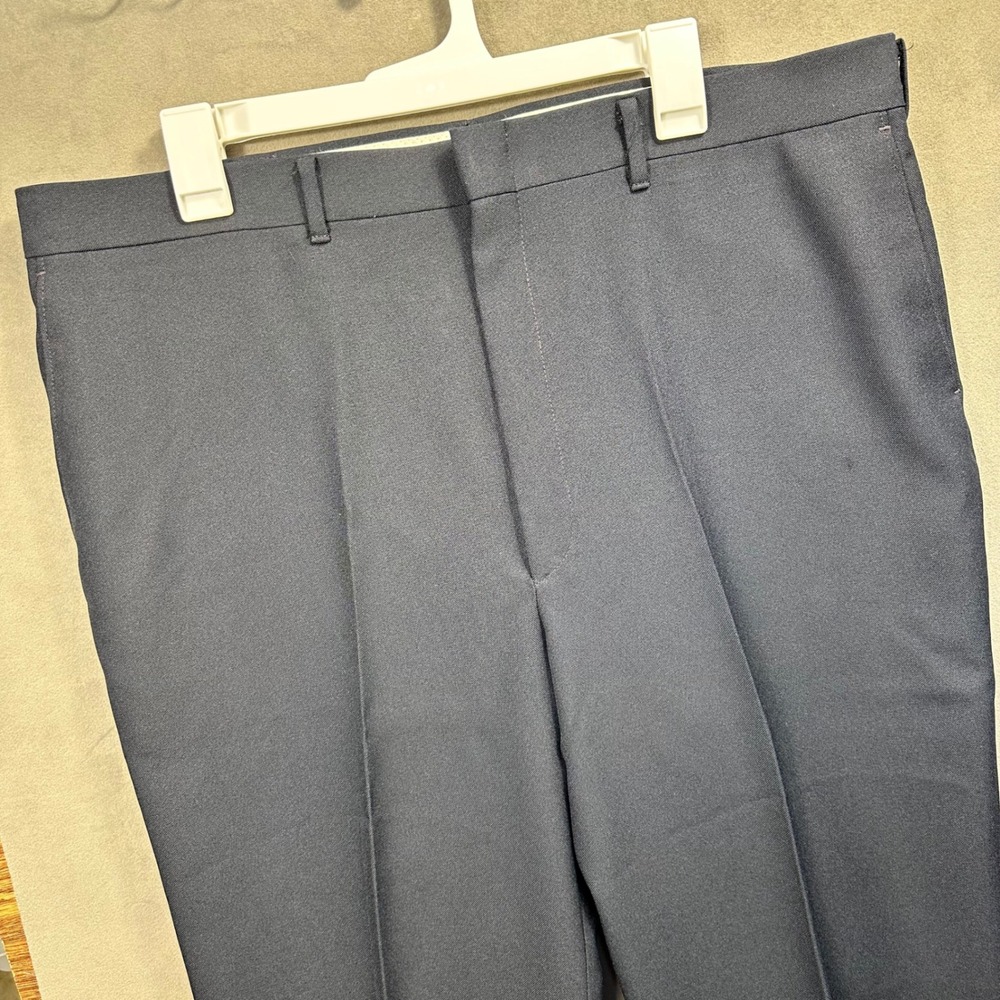 Reed St James Dress Pants Men 40x28 Navy Blue‎ Flat Front Dacron Polyester